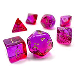 Dice: 7 pc: Gemini: Translucent Red-Violet / Gold (EN) (Special Order)