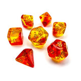 Dice: 7 pc: Gemini: Translucent Red-Yellow / Gold (EN) (Special Order)