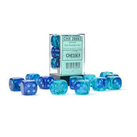 Dice: 12x D6: 16 mm: Gemini: Blue / Light Blue Luminary (EN) (Special Order)