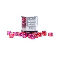 Dice: 36x D6: 12 mm: Gemini: Translucent Red-Violet / Gold (EN) (Special Order)