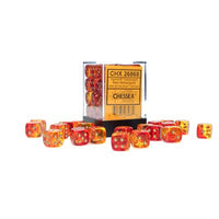 Dice: 36x D6: 12 mm: Gemini: Translucent Red-Yellow / Gold (EN) (Special Order)
