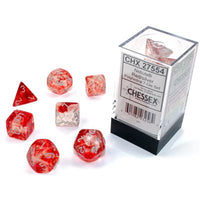 Dice: 7 pc: Nebula: Red / Silver Luminary (EN) (Special Order)