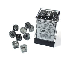 Dice: 36x D6: 12 mm: Borealis: Light Smoke / Silver Luminary (EN) (Special Order)