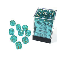 Dice: 36x D6: 12 mm: Borealis: Teal / Gold Luminary (EN) (Special Order)