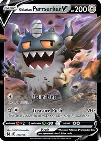 Galarian Perrserker V (129/196)  - SWSH11 Lost Origin Holofoil