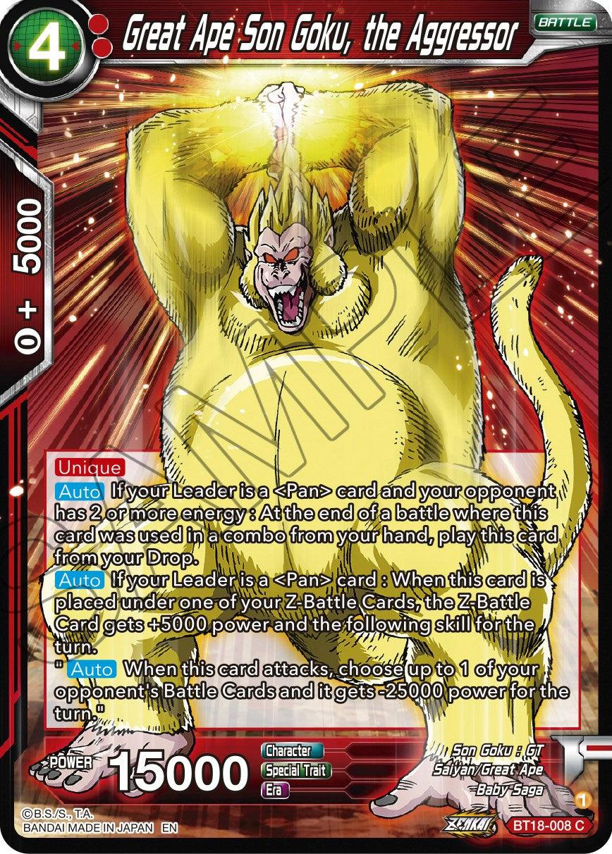 Great Ape Son Goku, the Aggressor (BT18-008) [Dawn of the Z-Legends] - POKÉ JEUX