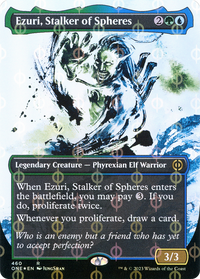 Ezuri, traqueur de sphères (feuille Ichor Step-and-Compleat sans bordure) [Phyrexia : Tous seront un] 