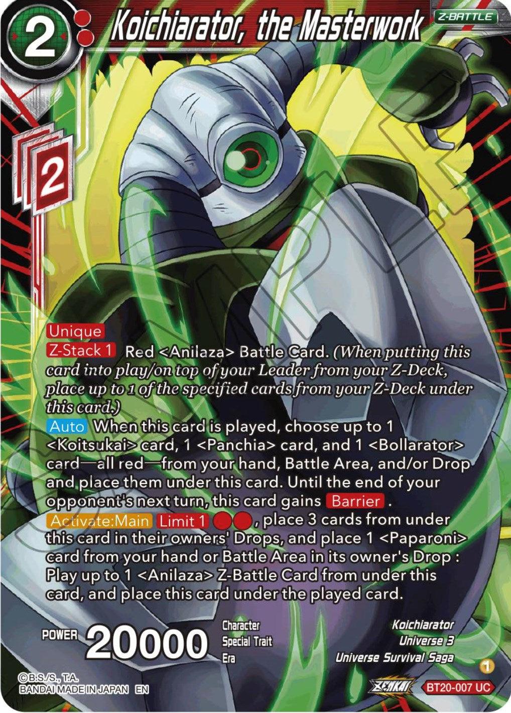 Koichiarator, the Masterwork (BT20-007) [Power Absorbed] - POKÉ JEUX