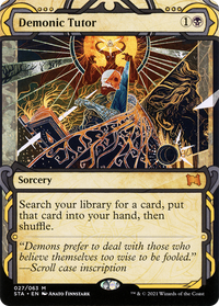 Demonic Tutor (STA-027) - Strixhaven Mystical Archive: (Showcase) (Borderless) Etched Foil