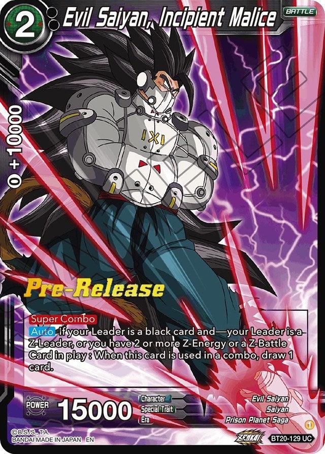 Evil Saiyan, Incipient Malice (BT20-129) [Power Absorbed Prerelease Promos] - POKÉ JEUX