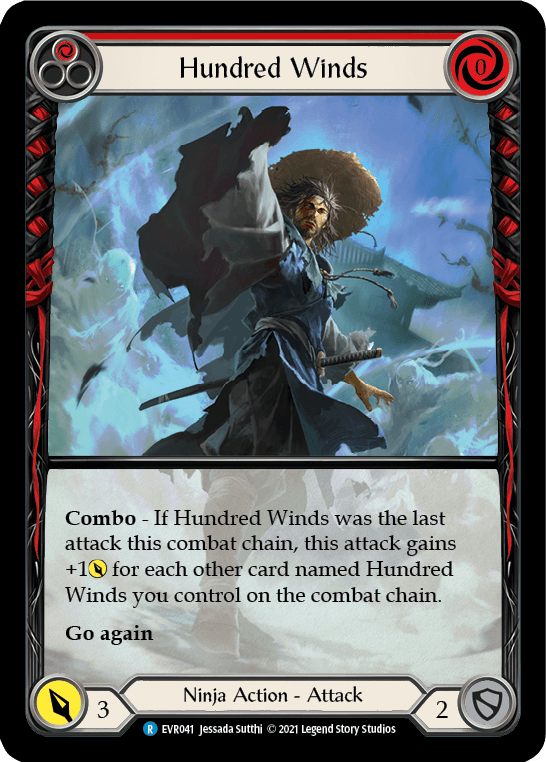 Hundred Winds (Red) [EVR041] (Everfest) 1st Edition Extended Art Rainbow Foil - POKÉ JEUX