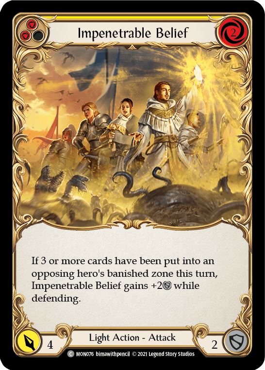 Impenetrable Belief (Yellow) [MON076-RF] (Monarch) 1st Edition Rainbow Foil - POKÉ JEUX