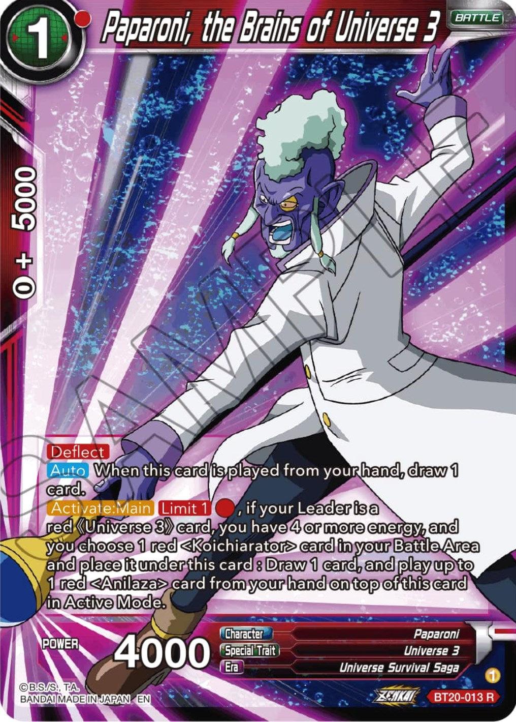 Paparoni, the Brains of Universe 3 (BT20-013) [Power Absorbed] - POKÉ JEUX