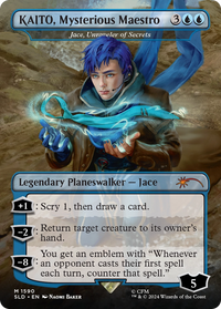 Jace, Unraveler of Secrets (SLD-1590) - Secret Lair Drop / KAITO, Mysterious Maestro (Borderless) Foil