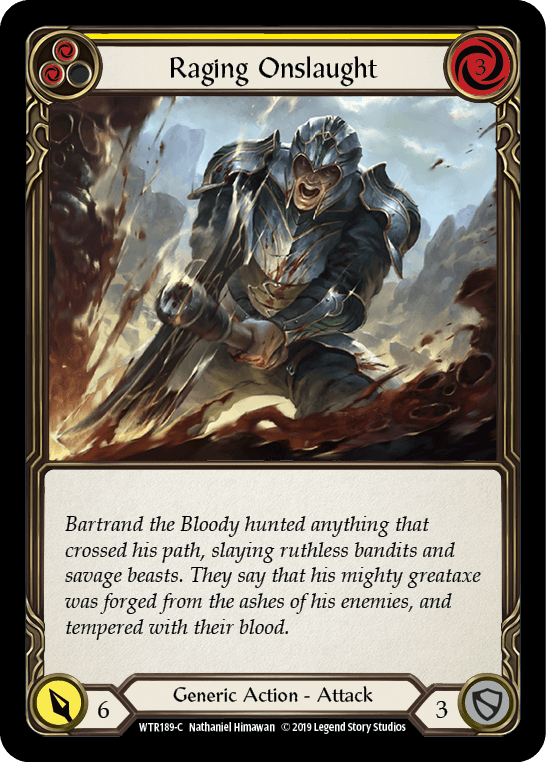 Raging Onslaught (Yellow) [WTR189-C] (Welcome to Rathe) Alpha Print Rainbow Foil - POKÉ JEUX