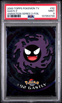 2000 TOPPS POKEMON TV ANIMATION SERIES 2 #92 GASTLY ANIMATION SERIES 2-FOIL PSA 9 #107953798