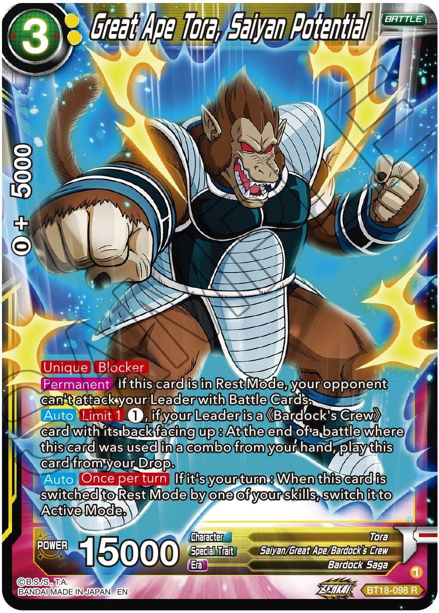 Great Ape Tora, Saiyan Potential (BT18-098) [Dawn of the Z-Legends] - POKÉ JEUX