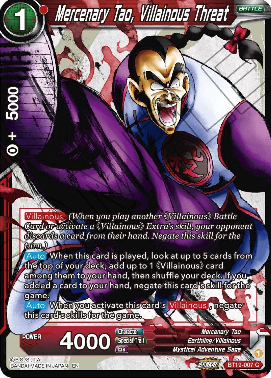 Mercenary Tao, Villainous Threat (BT19-007) [Fighter's Ambition] - POKÉ JEUX
