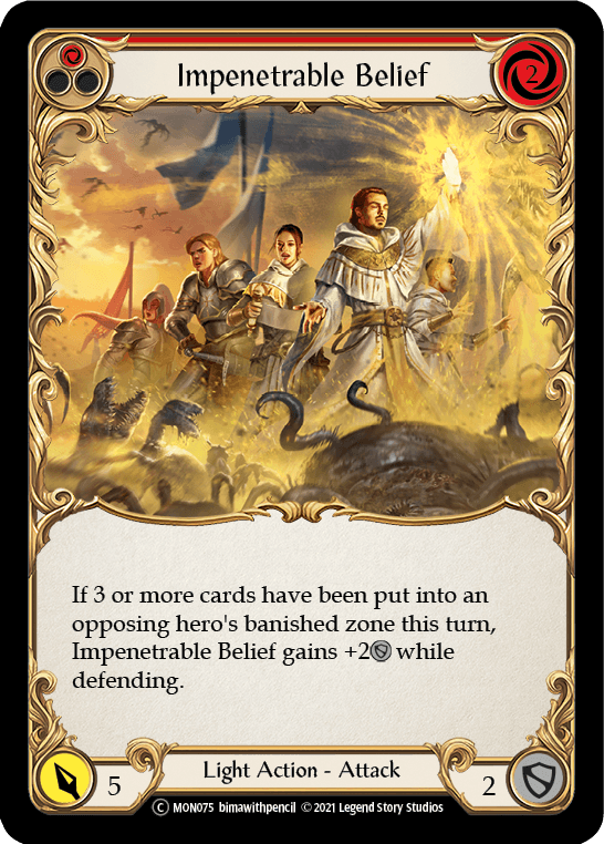 Impenetrable Belief (Red) [U-MON075-RF] (Monarch Unlimited) Unlimited Rainbow Foil - POKÉ JEUX