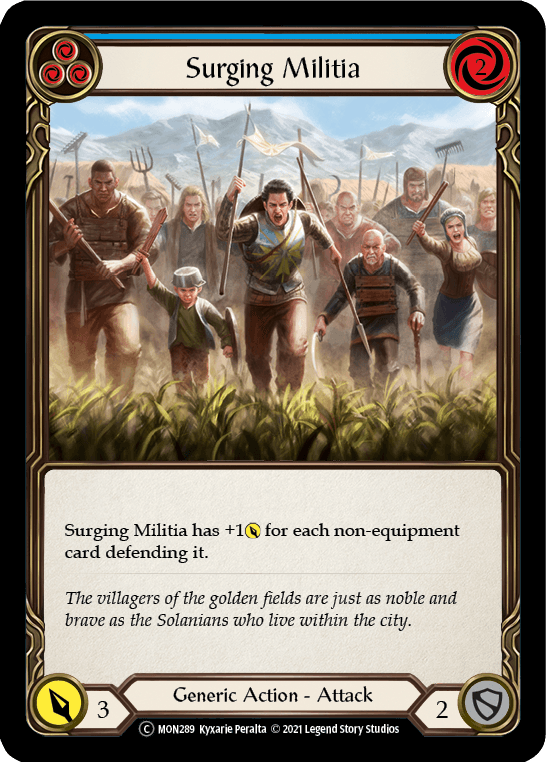 Surging Militia (Blue) [U-MON289-RF] (Monarch Unlimited) Unlimited Rainbow Foil - POKÉ JEUX