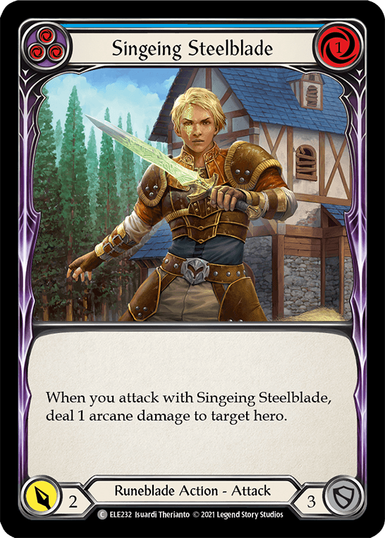 Singeing Steelblade (Blue) [ELE232] (Tales of Aria) 1st Edition Rainbow Foil - POKÉ JEUX
