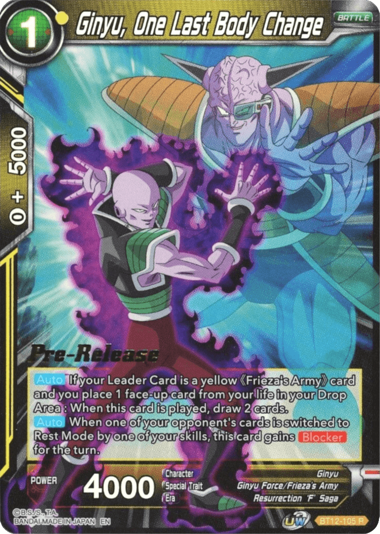 Ginyu, One Last Body Change (BT12-105) [Vicious Rejuvenation Prerelease Promos] - POKÉ JEUX