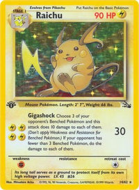 Raichu (14/62) - Fossil 1st Edition Holofoil