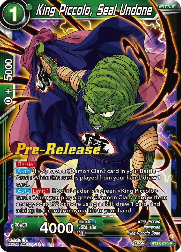 King Piccolo, Seal Undone (BT18-079) [Dawn of the Z-Legends Prerelease Promos] - POKÉ JEUX