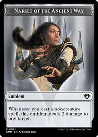 Emblem - Narset of the Ancient Way // Wizard Double-Sided Token (CMM-81 // 71) - Commander Masters