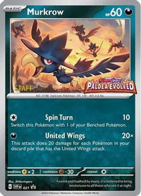 Murkrow (Prerelease) [Staff] (21) - SV Scarlet & Violet Promo Cards Holofoil