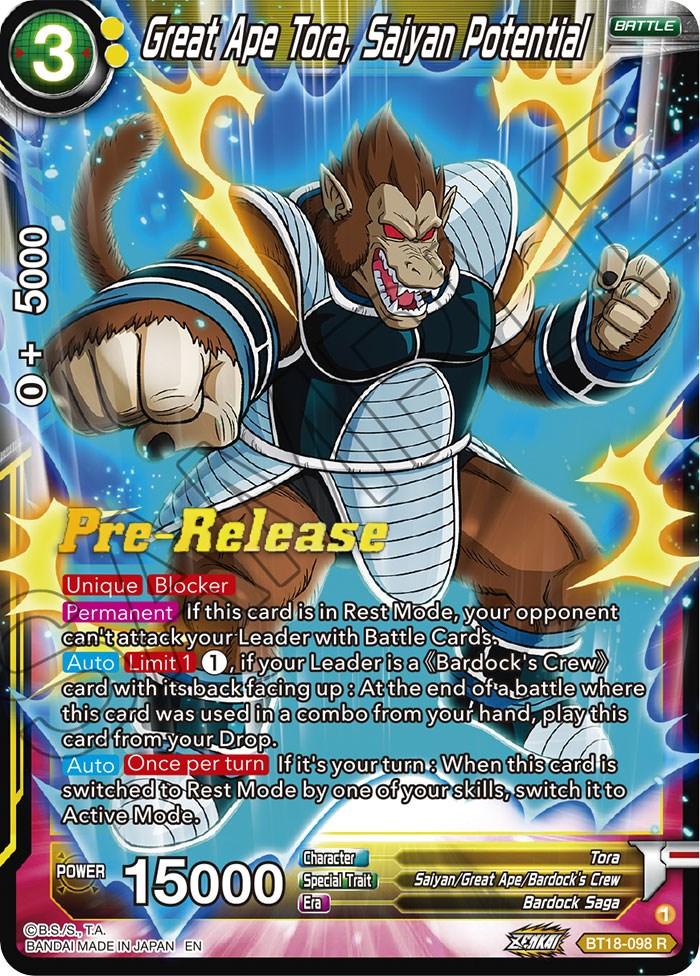 Great Ape Tora, Saiyan Potential (BT18-098) [Dawn of the Z-Legends Prerelease Promos] - POKÉ JEUX