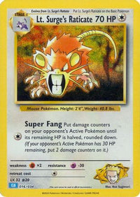 Lt. Surge's Raticate (16) - Trading Card Game Classic Holofoil