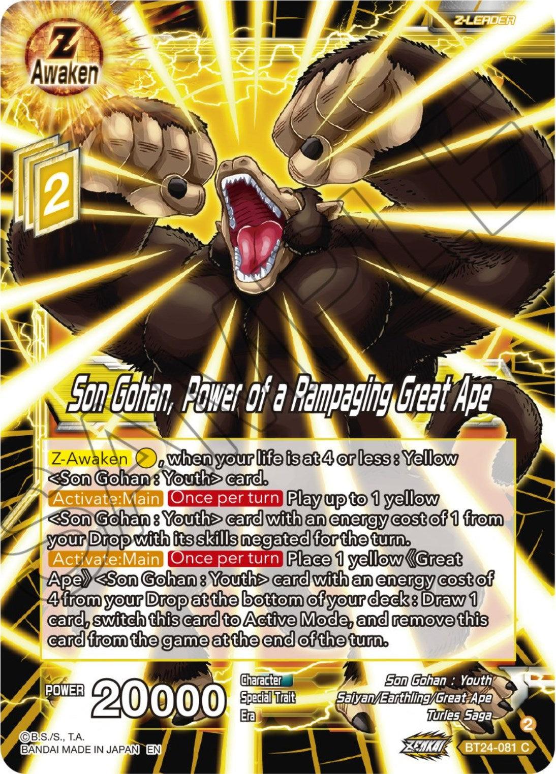 Son Gohan, Power of a Rampaging Great Ape (BT24-081) [Beyond Generations] - POKÉ JEUX