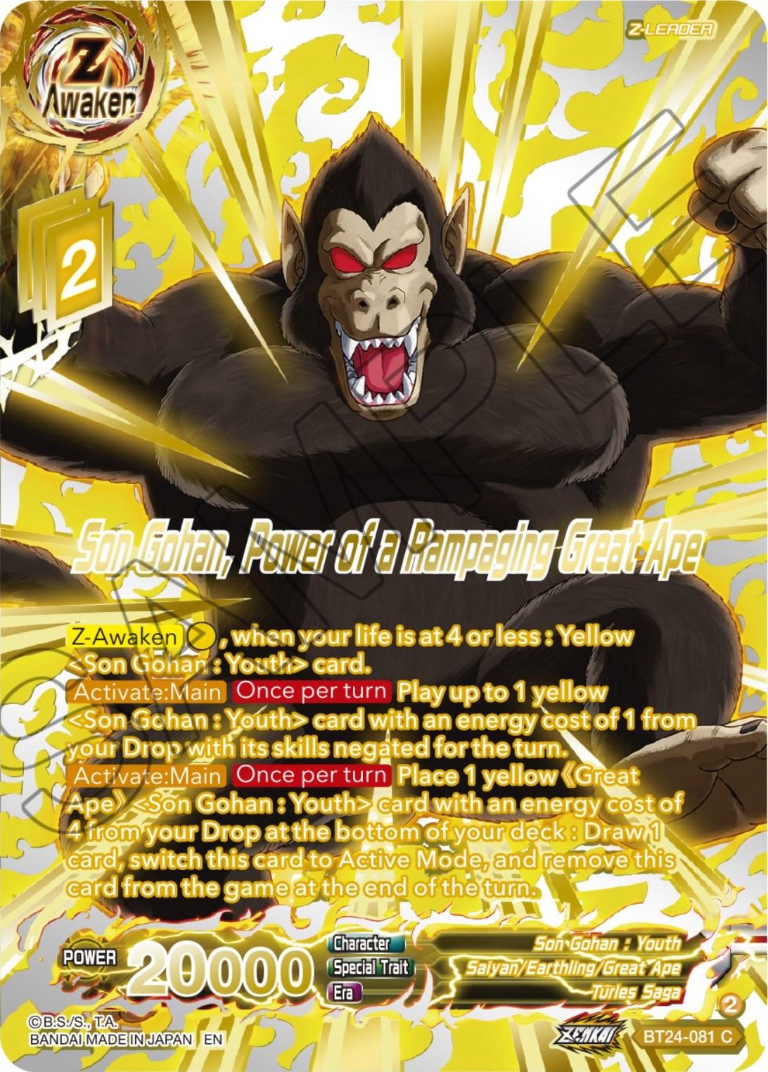 Son Gohan, Power of a Rampaging Great Ape (Collector Booster) (BT24-081) [Beyond Generations] - POKÉ JEUX