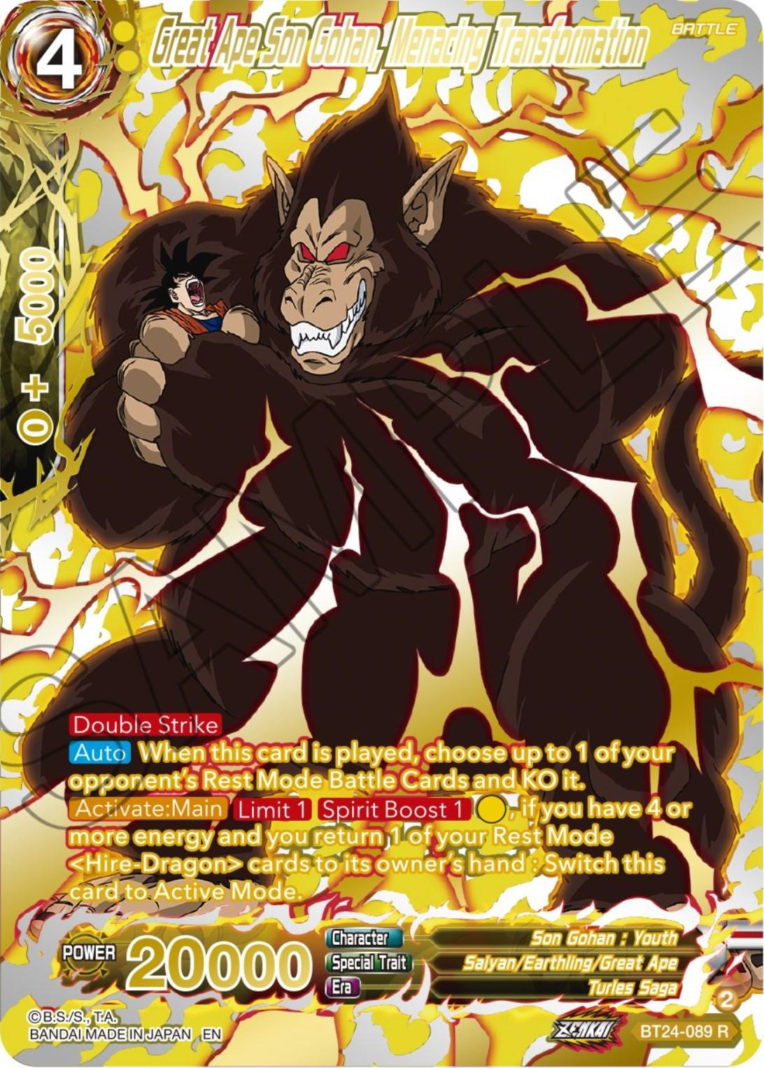 Great Ape Son Gohan, Menacing Transformation (Collector Booster) (BT24-089) [Beyond Generations] - POKÉ JEUX