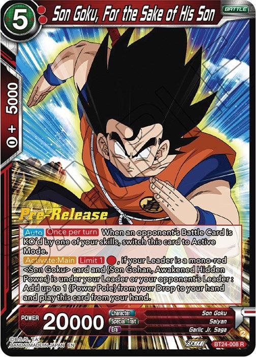 Son Goku, For the Sake of His Son (BT24-008) [Beyond Generations Prerelease Promos] - POKÉ JEUX