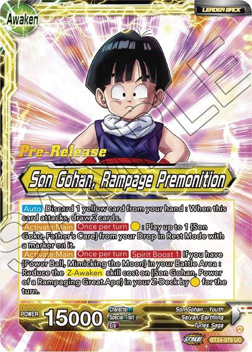 Son Gohan // Son Gohan, Rampage Premonition (BT24-079) [Beyond Generations Prerelease Promos] - POKÉ JEUX