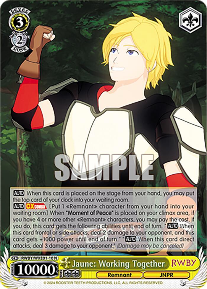Jaune: Working Together (RWBY/WXE01-10 N) [RWBY: Premium Booster] - POKÉ JEUX