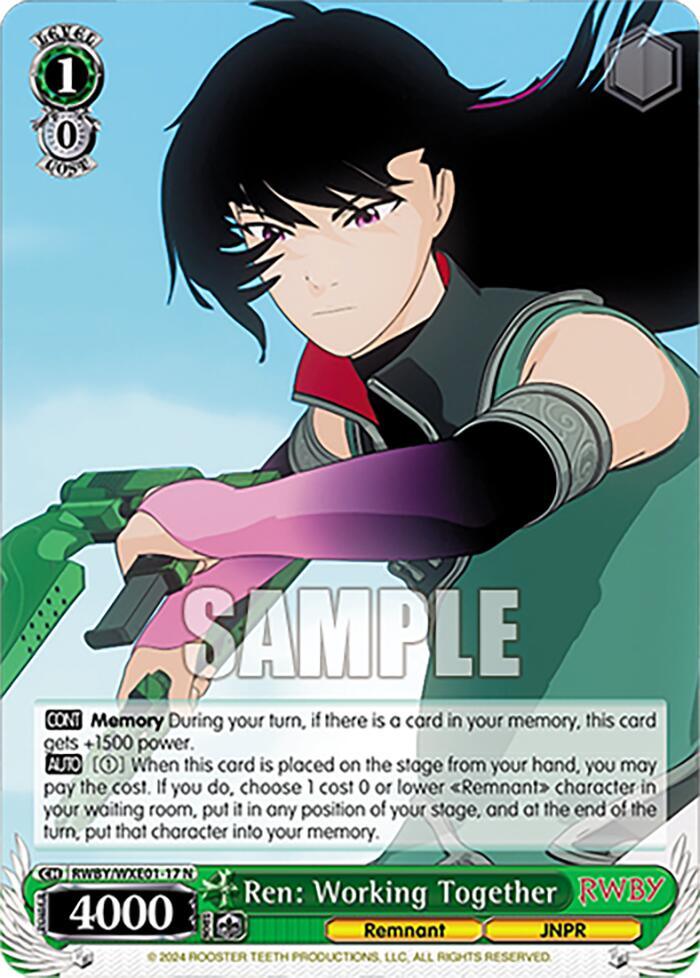 Ren: Working Together (RWBY/WXE01-17 N) [RWBY: Premium Booster] - POKÉ JEUX