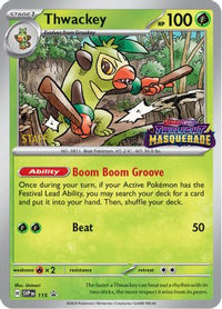 Thwackey (Prerelease) [Staff] (115) - SV Scarlet & Violet Promo Cards Holofoil