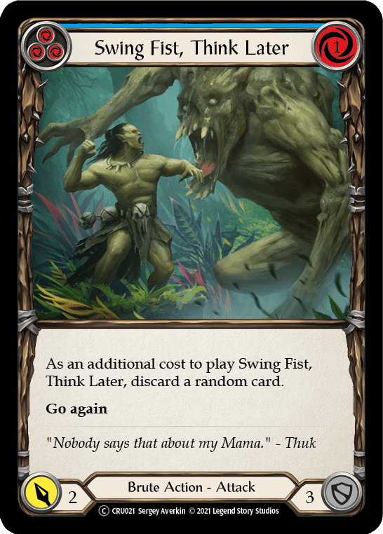 Swing Fist, Think Later (Blue) [U-CRU021] (Crucible of War Unlimited) Unlimited Rainbow Foil - POKÉ JEUX