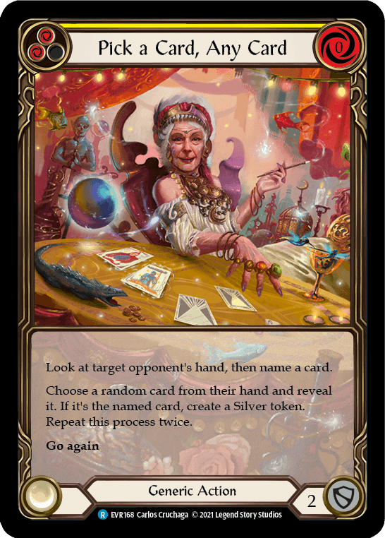 Pick a Card, Any Card (Yellow) [EVR168] (Everfest) 1st Edition Extended Art Rainbow Foil - POKÉ JEUX