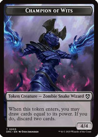 Champion of Wits // Zombie (0003) Double-Sided Token (DRC-5 // 3) - Commander: Aetherdrift Foil