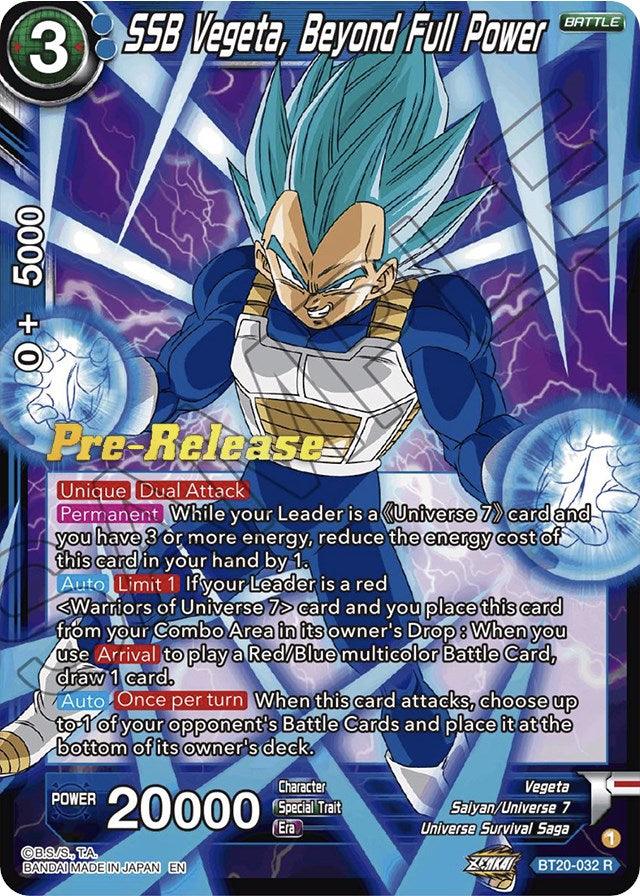 SSB Vegeta, Beyond Full Power (BT20-032) [Power Absorbed Prerelease Promos] - POKÉ JEUX