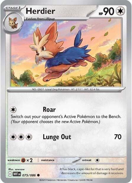 Herdier (Master Ball Pattern) (75/086) - SV White Flare Holofoil