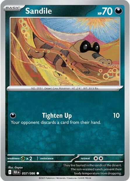Sandile (Poke Ball Pattern) (57/086) - SV Black Bolt Holofoil