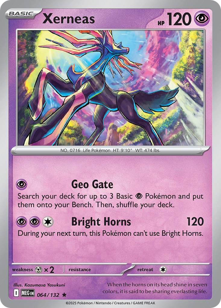 Xerneas (Mega Evolution Stamped) (64/null) - Miscellaneous Cards & Products Holofoil