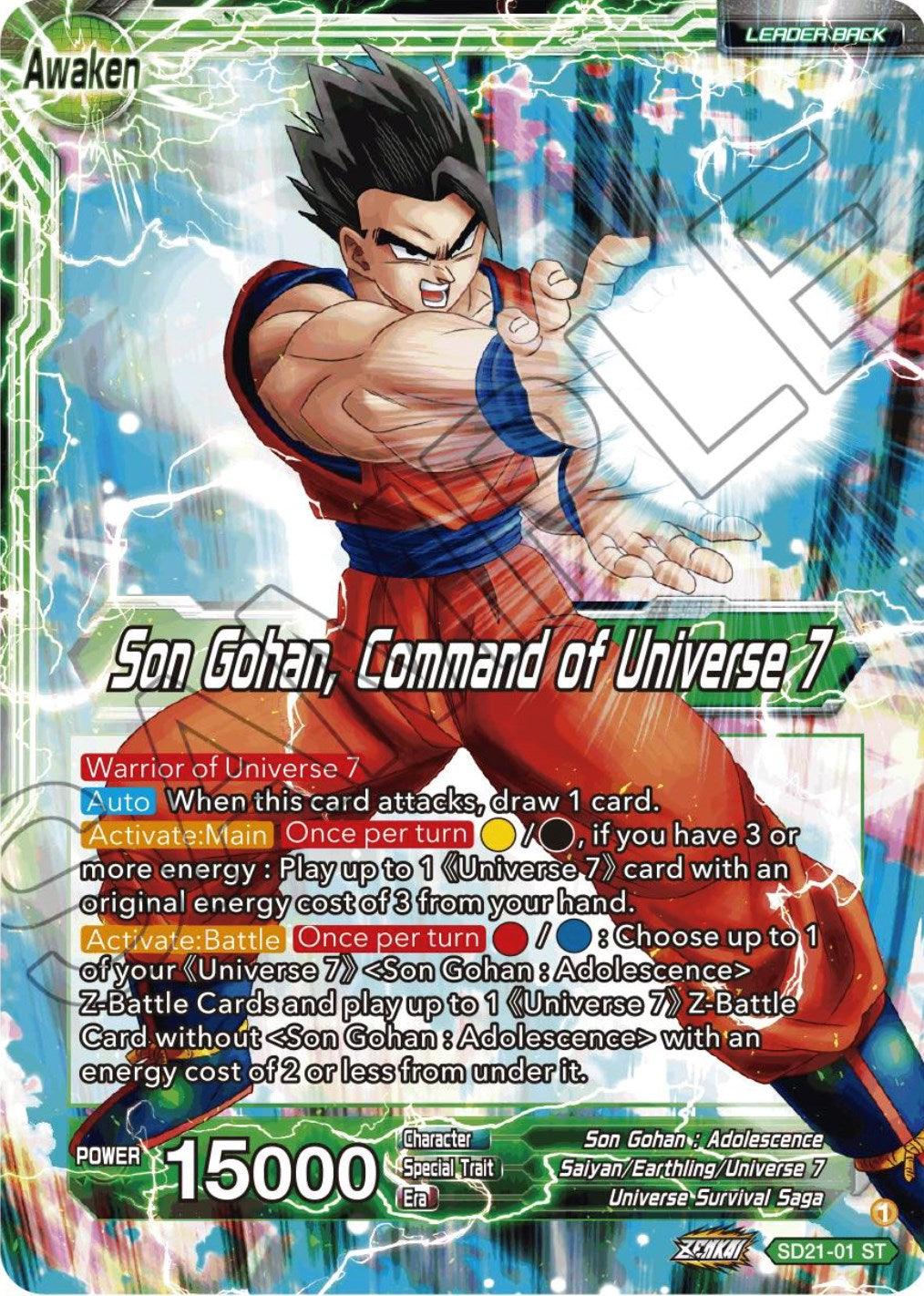 Son Gohan // Son Gohan, Command of universe 7 (Starter Deck Exclusive) (SD21-01) [Power Absorbed] - POKÉ JEUX