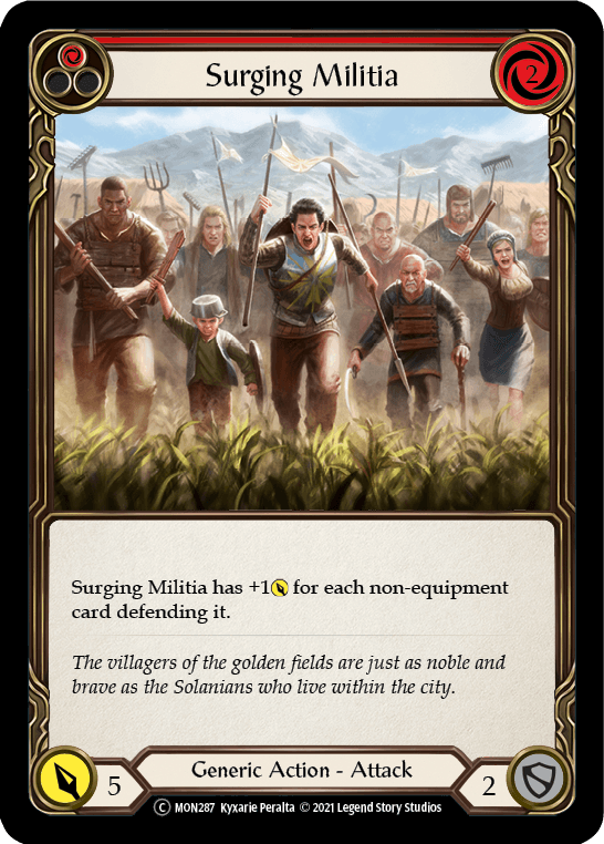 Surging Militia (Red) [U-MON287-RF] (Monarch Unlimited) Unlimited Rainbow Foil - POKÉ JEUX