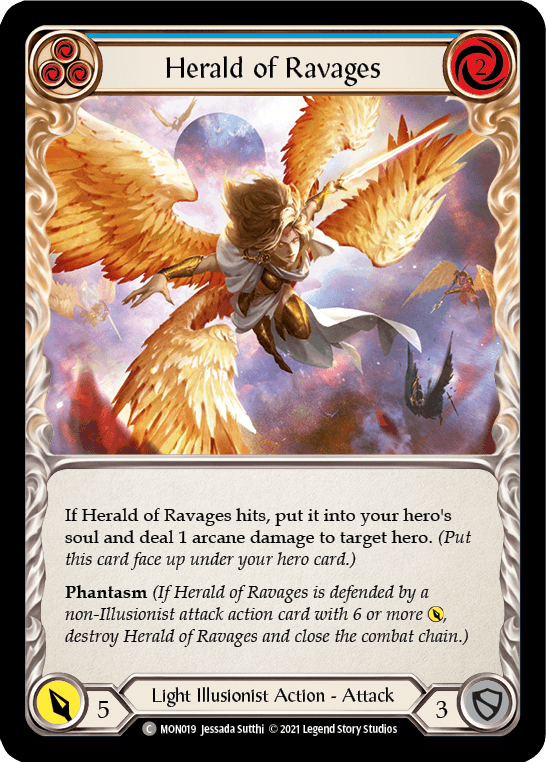 Herald of Ravages (Blue) [MON019-RF] (Monarch) 1st Edition Rainbow Foil - POKÉ JEUX